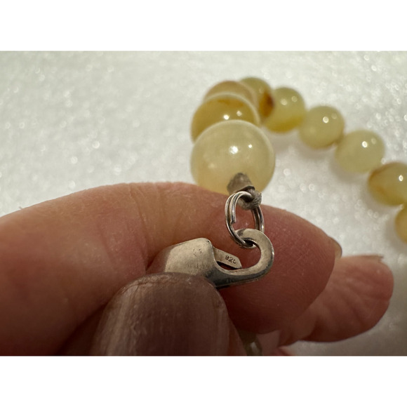 Chinese Porcelain Shard Sterling Square Pendant 20" Beaded Necklace Green Onyx - Picture 8 of 8